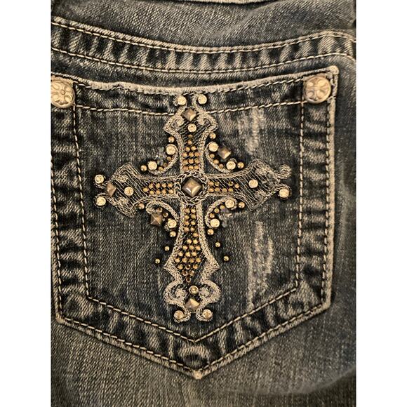 Miss Me Jeans 29 Straight JP5103 Inseam 34 Embellished and Back Logo - Picture 10 of 11